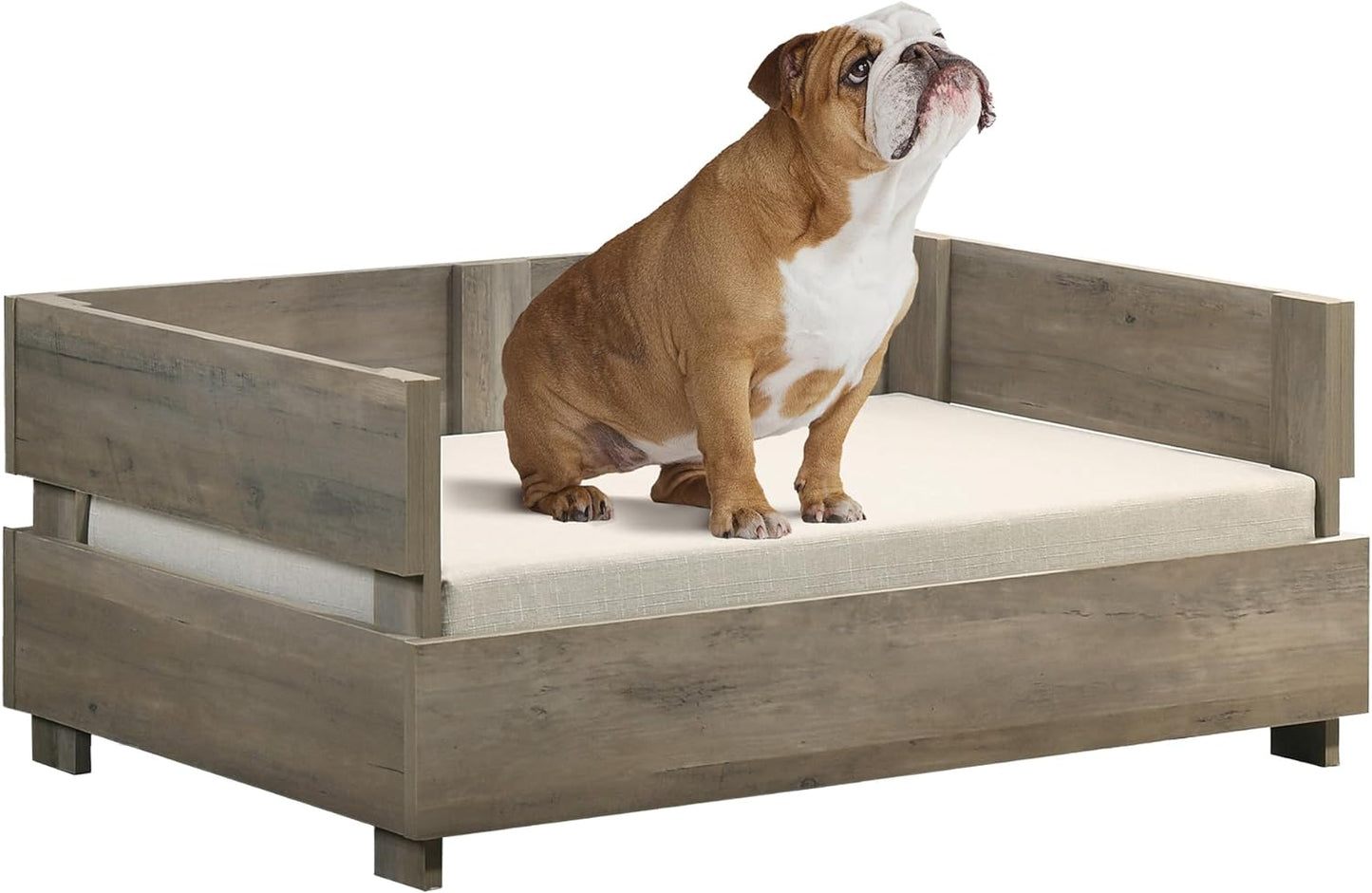 Modern Wood Dog Bed Frame with Cushion