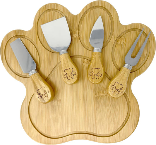 Paw Shaped Natural Bamboo Charcuterie Board 