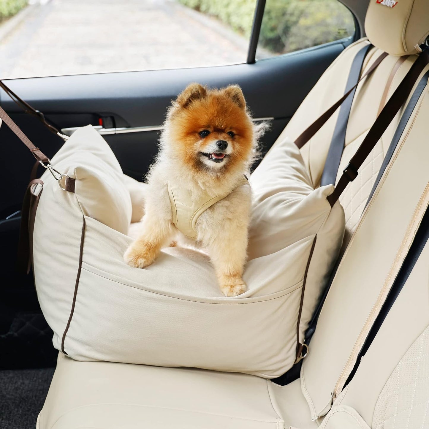 Modern Car Seat for Small Dogs - Beige