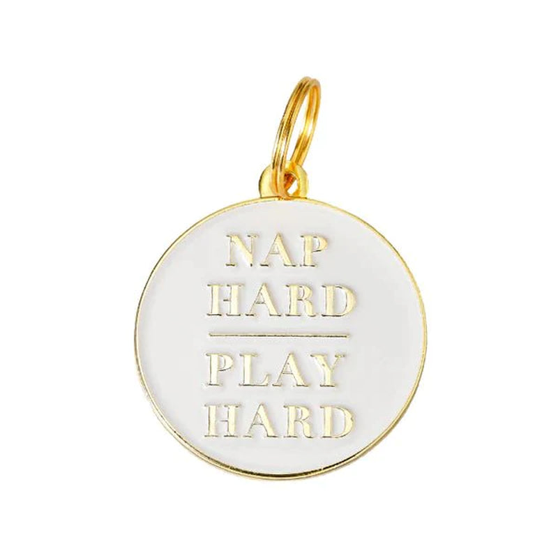 Nap Hard Play Hard Dog ID Tag