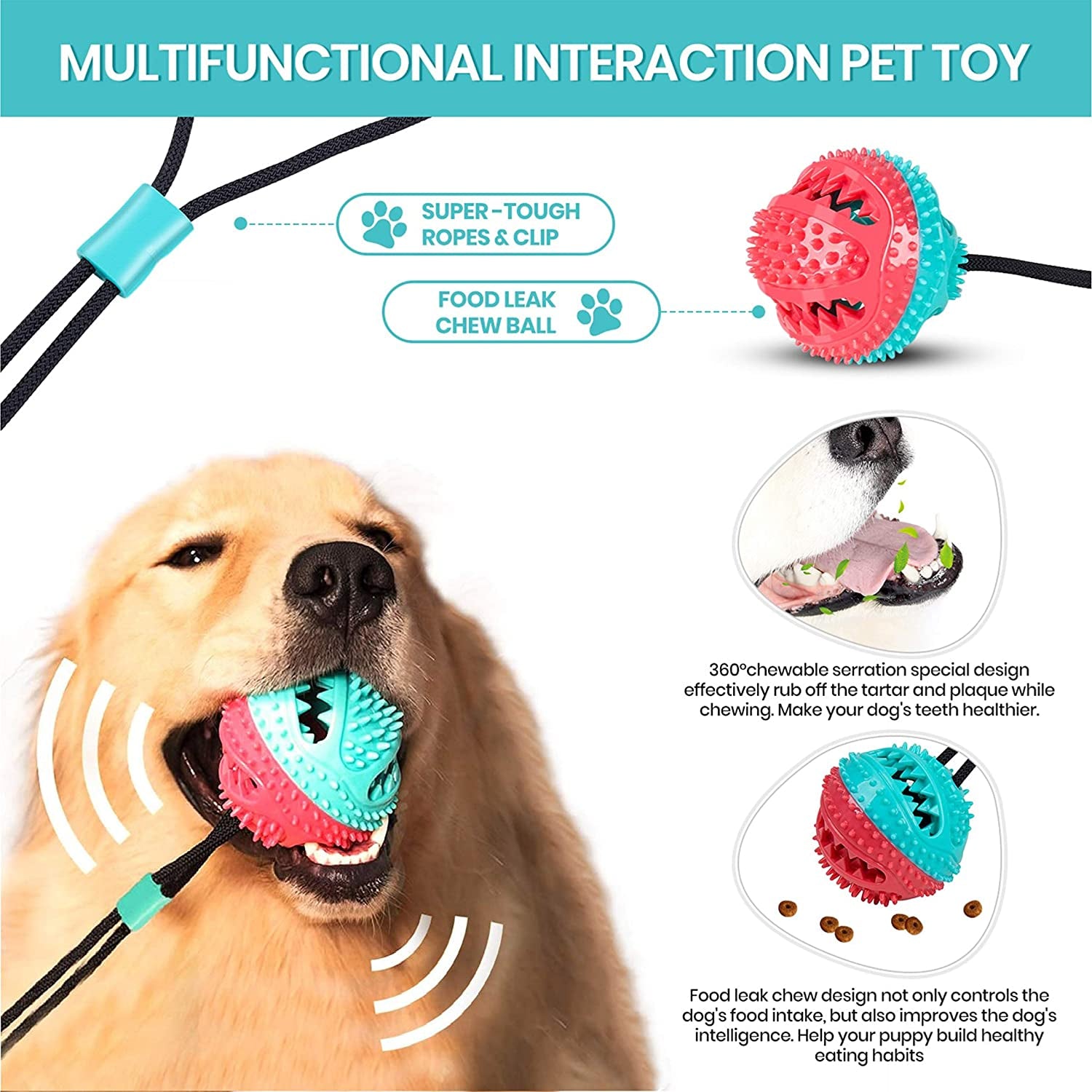 Tug of War Suction Cup Dog Toy for Aggressive Chewers