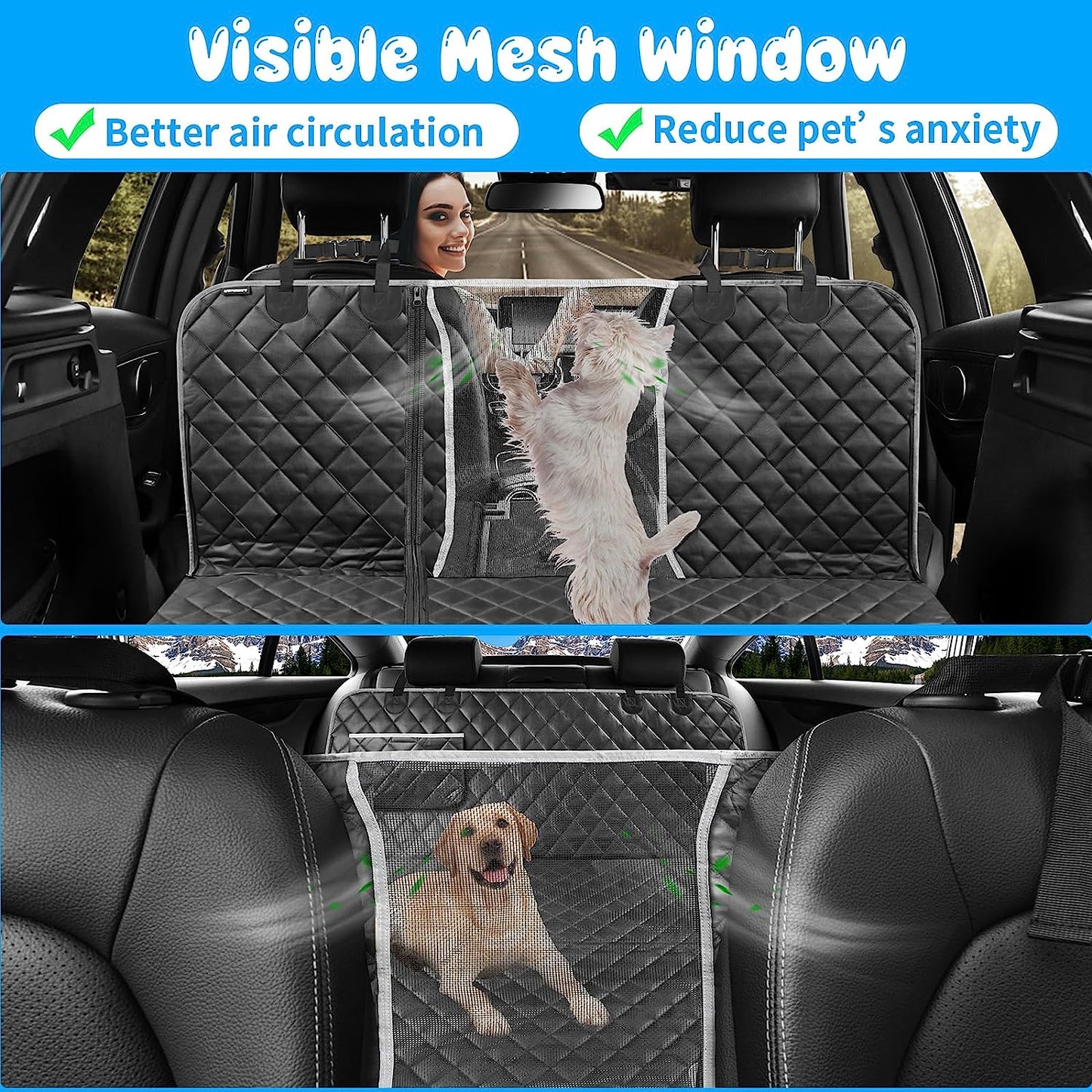 6-In-1 Dog Car Seat Cover for Back Seat