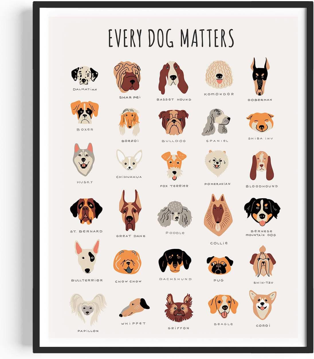 Modern Vintage Dog Breed Wall Art - Unframed11X14