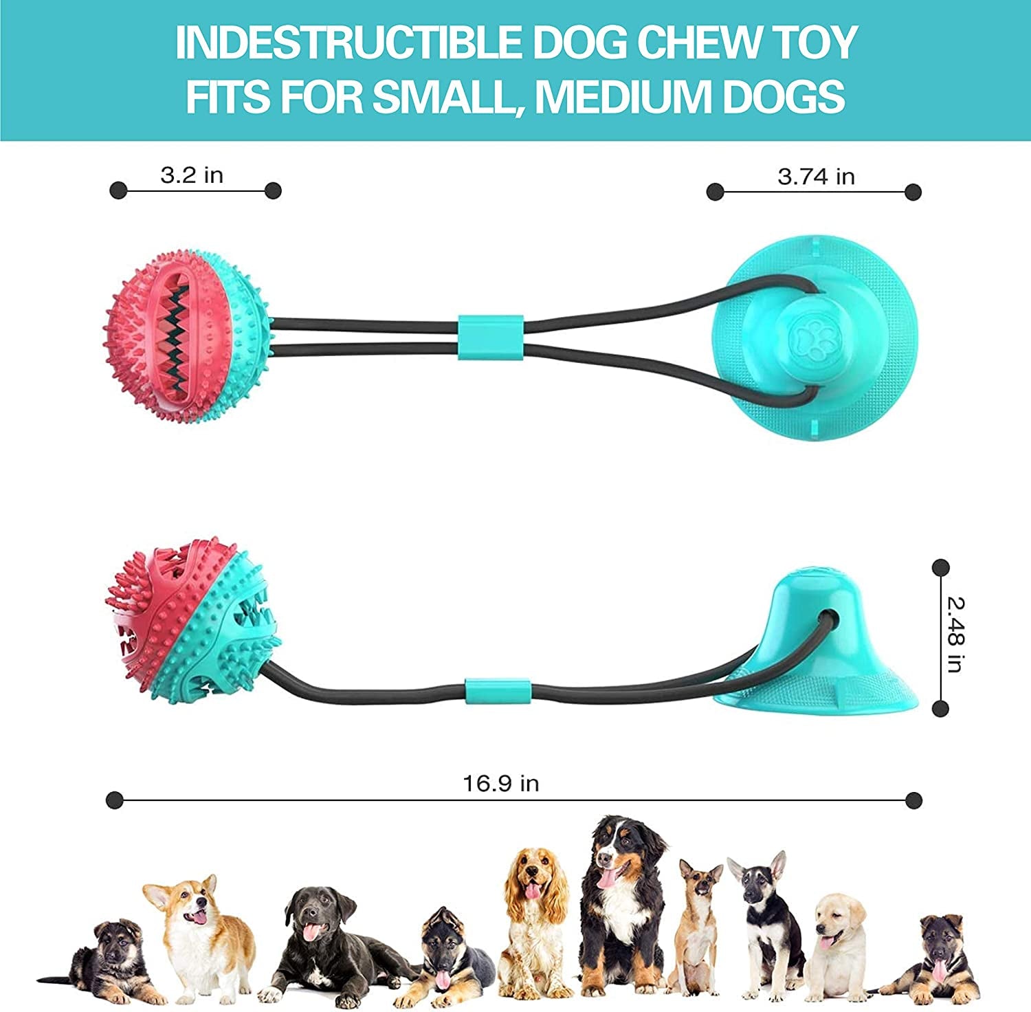 Tug of War Suction Cup Dog Toy for Aggressive Chewers