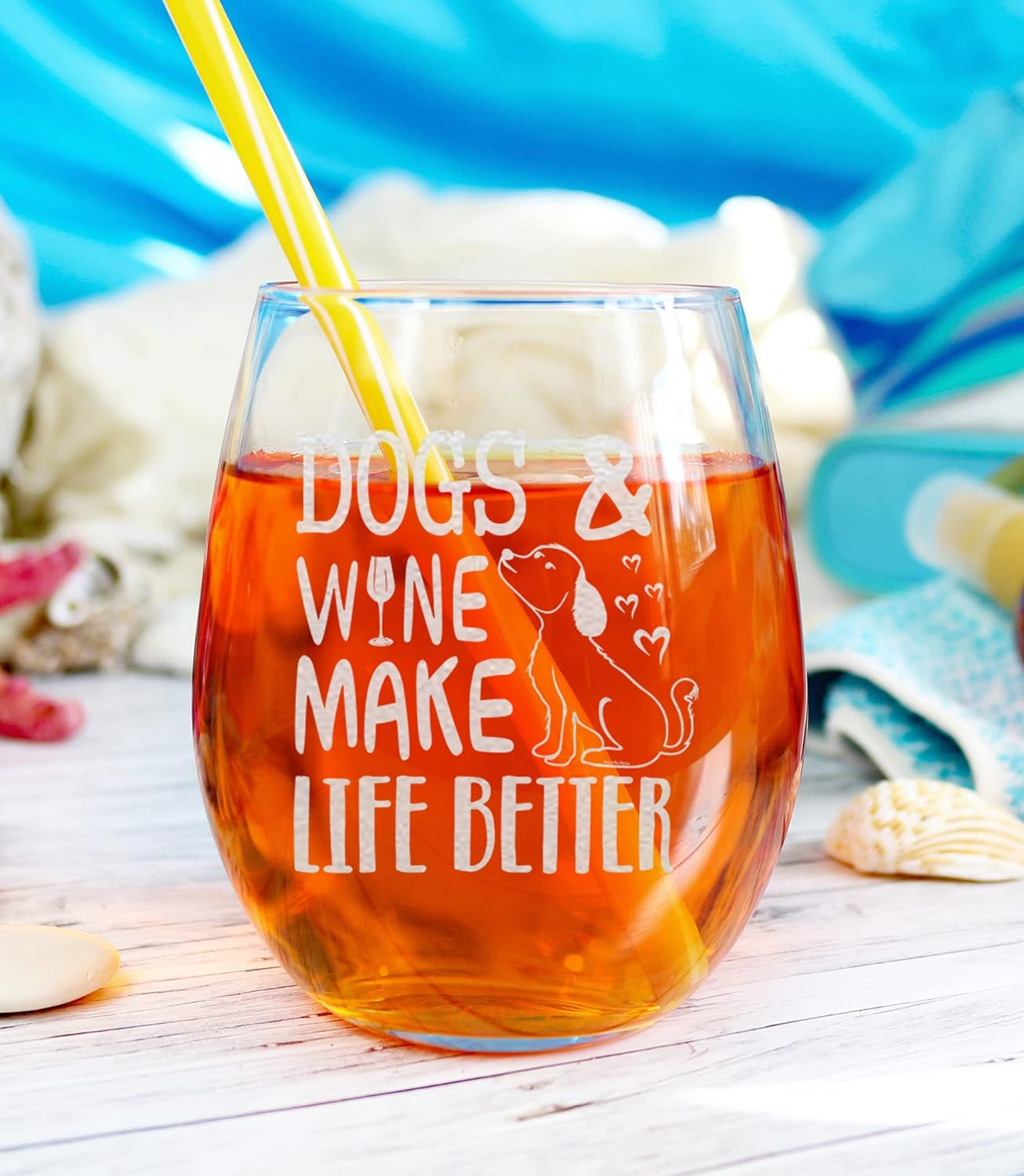 Dogs & Wine Make Life Better Stemless Wine Glass 